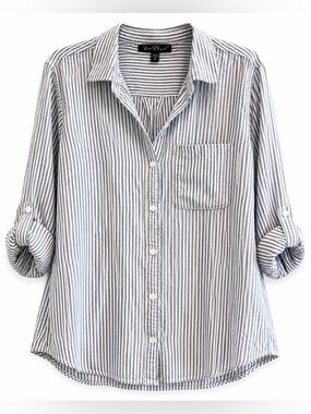 Velvet Heart Blue White Striped Button XL Lightweight Casual